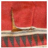 BR2 - Vintage Moroccan Kilim-Style Blanket - Red Grey Geometric Pattern