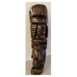 BR1 - Aztec Totem Carving - Vintage Wooden Sculpture