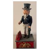 BR1 - Uncle Sam Cast Iron Mechanical Coin Bank Reproduction