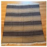 BR2 - Amana 100% Wool Blanket - Vintage Zigzag Pattern with Fringed Ends