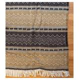 BR2 - Amana 100% Wool Blanket - Vintage Zigzag Pattern with Fringed Ends