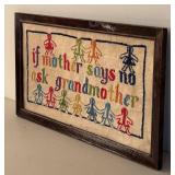 BR2 - Vintage Needlepoint Wall Art - If Mother Says No, Ask Grandma