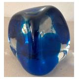 BR2 - Murano Sommerso Blue Glass Paperweight