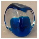 BR2 - Murano Sommerso Blue Glass Paperweight