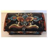 BR2 - Vintage Norwegian Rosmaling Hinged Wooden Box