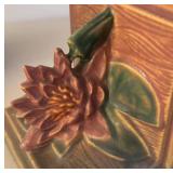 BR1 - Pair of Vintage Roseville Pottery Water Lily Bookends