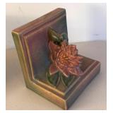 BR1 - Pair of Vintage Roseville Pottery Water Lily Bookends