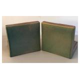 BR1 - Pair of Vintage Roseville Pottery Water Lily Bookends