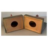 BR1 - Pair of Vintage Roseville Pottery Water Lily Bookends