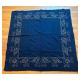 BR1 - Navy Blue Embroidered Blanket - Vintage Tapestry