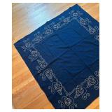 BR1 - Navy Blue Embroidered Blanket - Vintage Tapestry