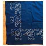 BR1 - Navy Blue Embroidered Blanket - Vintage Tapestry