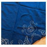 BR1 - Navy Blue Embroidered Blanket - Vintage Tapestry