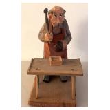 BR1 - Wooden Vintage Shoemaker Figurine - 7 Inches Tall - Light Vintage Wear