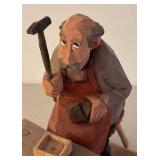 BR1 - Wooden Vintage Shoemaker Figurine - 7 Inches Tall - Light Vintage Wear