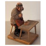 BR1 - Wooden Vintage Shoemaker Figurine - 7 Inches Tall - Light Vintage Wear