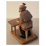 BR1 - Wooden Vintage Shoemaker Figurine - 7 Inches Tall - Light Vintage Wear
