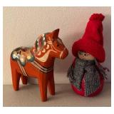 BR1 - Scandinavian Folk Art Lot - Dala Horse, Candleholders, Spoons, Linen Napkins and More