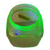 UL - Vintage Uranium Glass Jar - Ribbed Green with Metal Lid