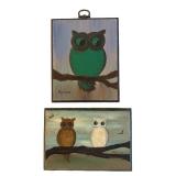 BR1 - Two Vintage Owl Plaques by Marna