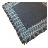 FB - Vintage Blanket - Black Center with Gray Floral Border and Fringe