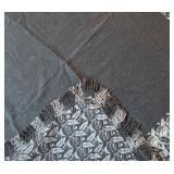 FB - Vintage Blanket - Black Center with Gray Floral Border and Fringe