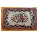 BR1 - Vintage Floral Rug with Cream Center with Burgundy Border