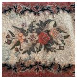 BR1 - Vintage Floral Rug with Cream Center with Burgundy Border