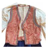 UL - Vintage Scandinavian Folk Costume - Damask Vest, Blouse & Skirt
