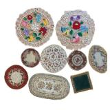 UL - Vintage Embroidered Crochet Doilies - Round Floral Doilies & Assorted Pieces