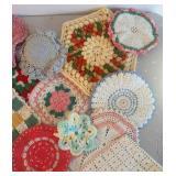 UL - Vintage Crochet Hot Pads - Assorted Floral, Granny Square, Starburst Designs and More