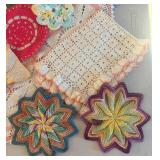 UL - Vintage Crochet Hot Pads - Assorted Floral, Granny Square, Starburst Designs and More