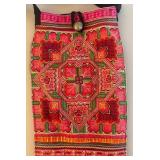 UL - Vintage Handwoven Embroidered Fringe Handbag - Pink/Red Geometric Floral Pattern