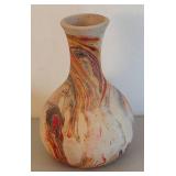 UL - Nemadji Pottery Vase - Marble Swirl Glaze