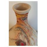 UL - Nemadji Pottery Vase - Marble Swirl Glaze