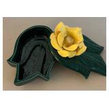 UL - Don Jay Ceramics Trinket Box - Vintage Leaf & Flower