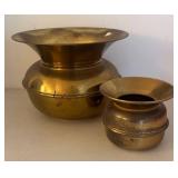 UL - Two Vintage Brass Spittoons