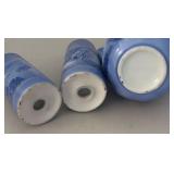 UL - Currier & Ives Blue Transferware Creamer Pitcher with Salt & Pepper Shakers