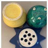 UL - Vintage Floral Frog Trio - Ceramic Flower Holders