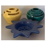 UL - Vintage Floral Frog Trio - Ceramic Flower Holders