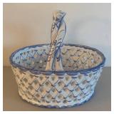 UL - Portuguese Hand-Painted Blue & White Basket