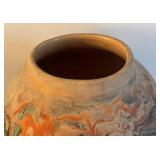UL - Vintage Nemadji Pottery Vase - Multicolor Swirl Glaze