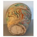 UL - Vintage Nemadji Pottery Vase - Multicolor Swirl Glaze
