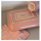 UL - Vintage Abingdon Pink Vase, Dish & Ashtray Set