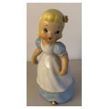 UL - Vintage Avon Bristol Blue Dobber Bottle with Horse and Little Girl Figurine