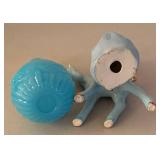 UL - Vintage Avon Bristol Blue Dobber Bottle with Horse and Little Girl Figurine