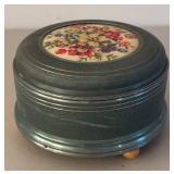UL - Vintage Musical Powder Jar with Floral Ceramic Lid