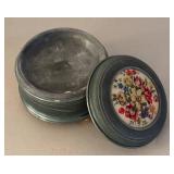 UL - Vintage Musical Powder Jar with Floral Ceramic Lid