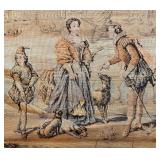 UL - Vintage Tapestry - Riverside Scene with Figures & Boats