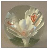 UL - Two Floral Motif Glass Paperweights